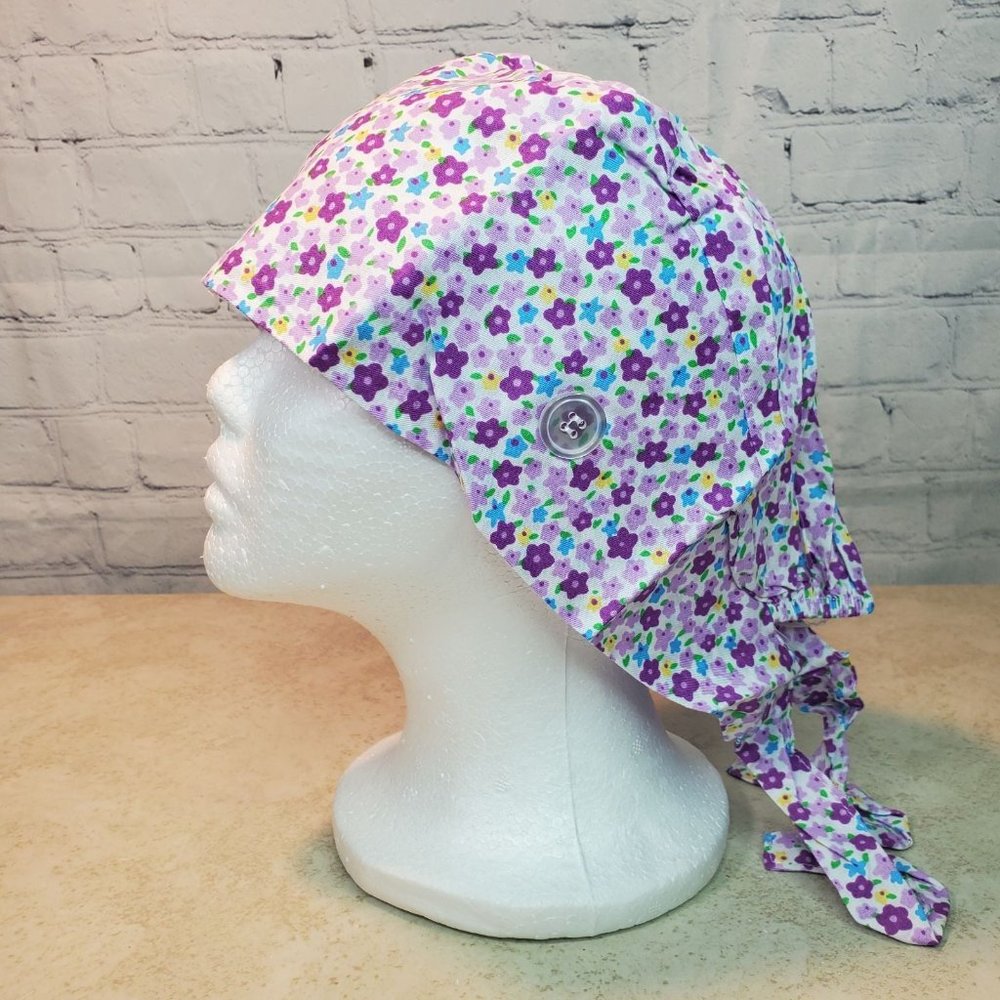 3 Scrub Cap Hat With Buttons - Picture 1 of 4